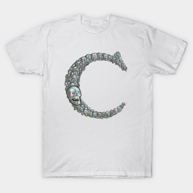 Skull Alphabet C T-Shirt by dinaaaaaah